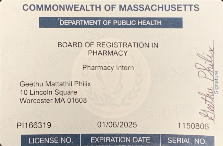 MyCred Portfolio Geethu Philix   200131031021 Pharmacy Intern License 