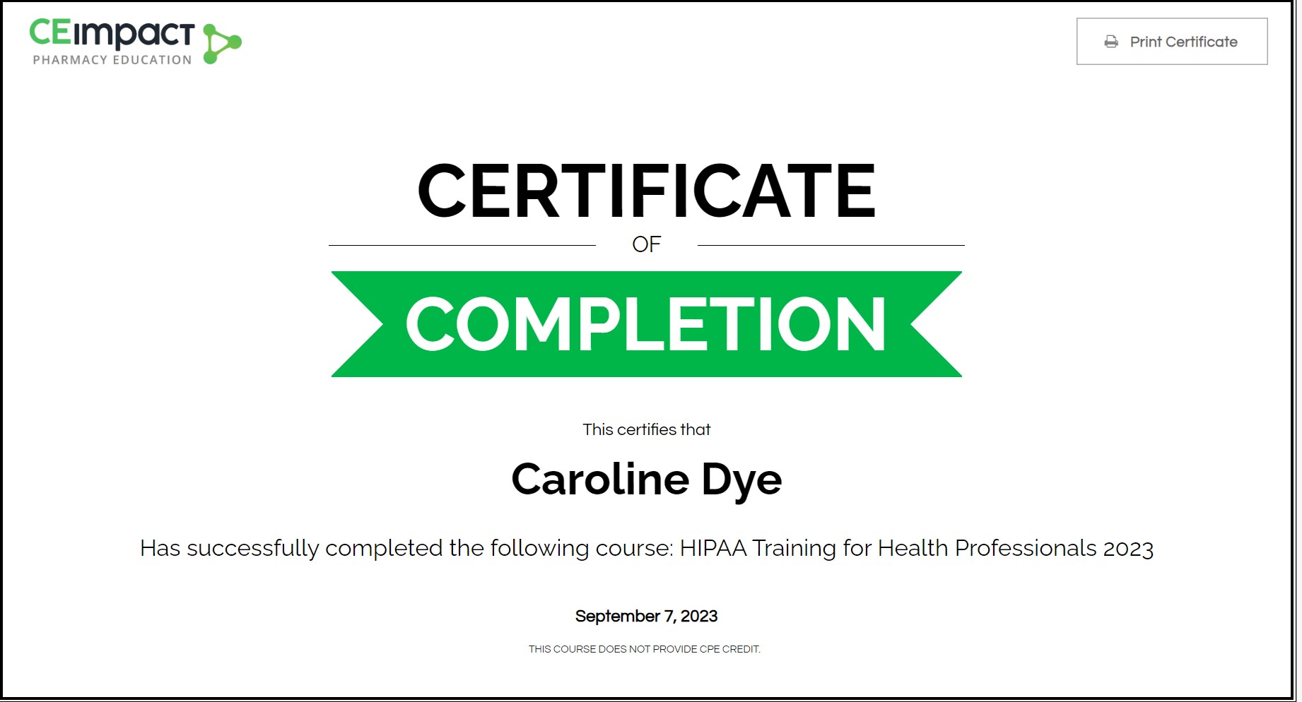 Mycred portfolio caroline dye